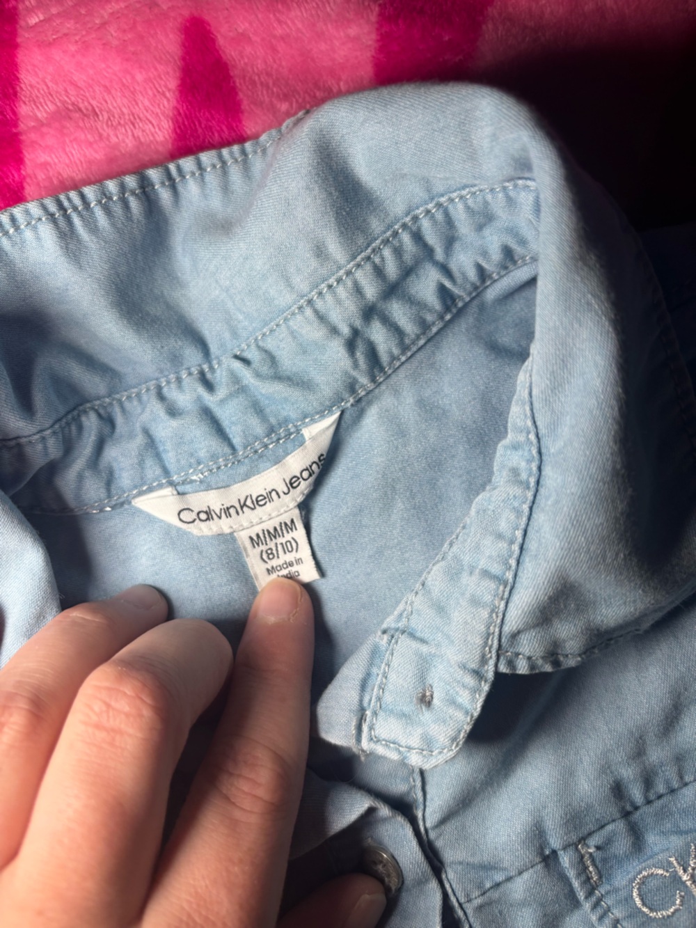 Calvin Klein Girls Chambray Denim Shirt Dress - Picture 4 of 10